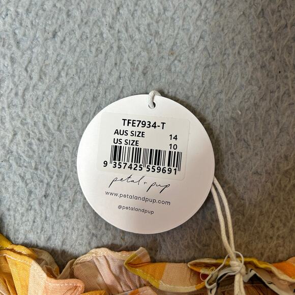 Petal & Pup Top Women 10 Yellow Orange Off Shoulder Crop Pullover Ruffle Top NEW - Picture 5 of 11